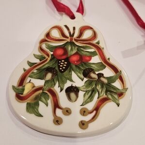 Tiffany & Co. White flat pear holiday ornament